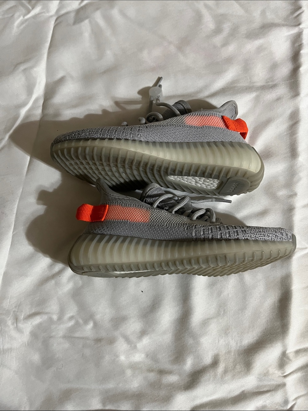 adidas boys Knit Sneakers - Light Gray with Subtle Orange Accent - Picture 4 of 5